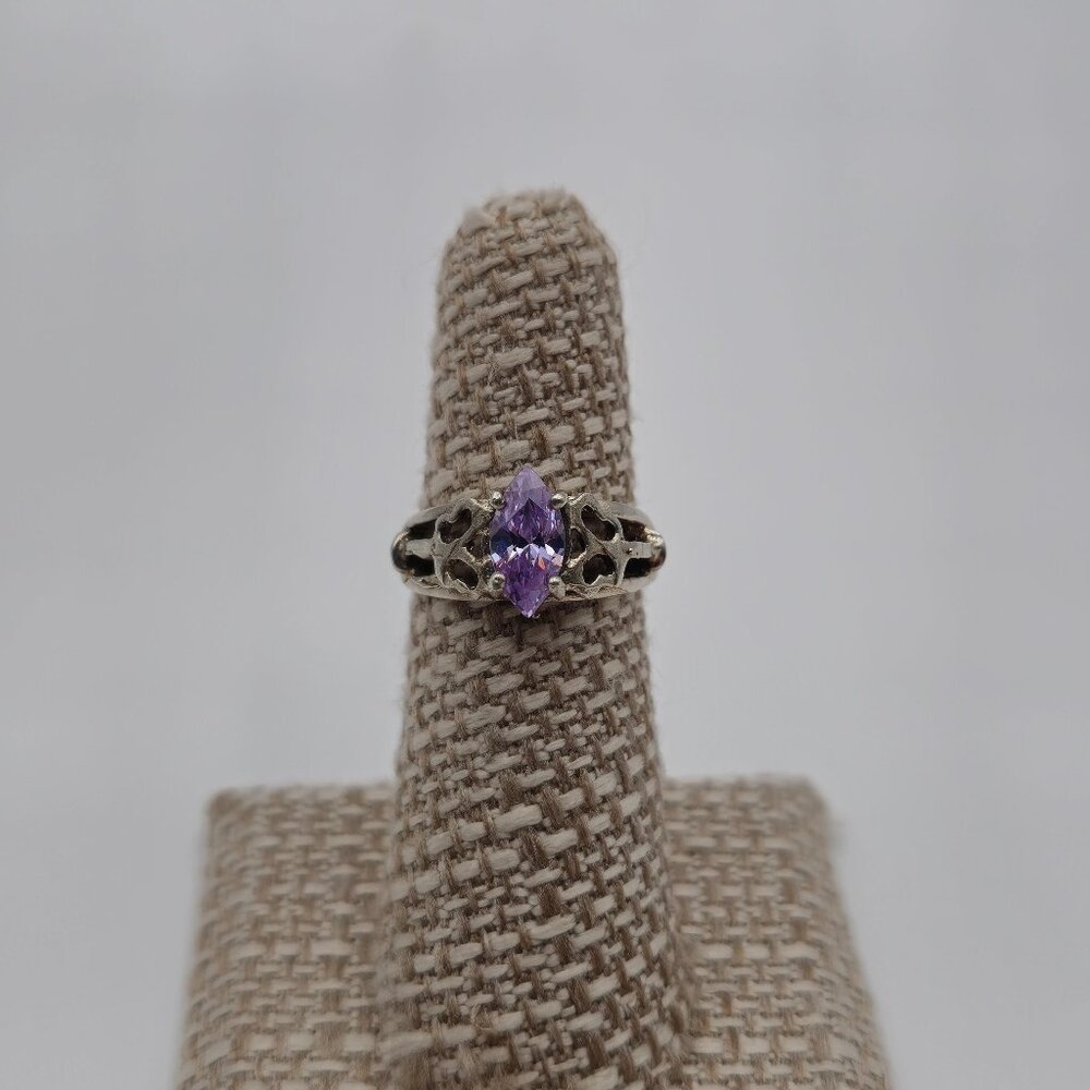 Size 5.75 Sterling Silver Marquise Purple Cubic Zirconia Ring A2663